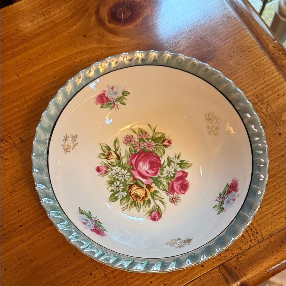 Floral  Bowl with Silver Rim